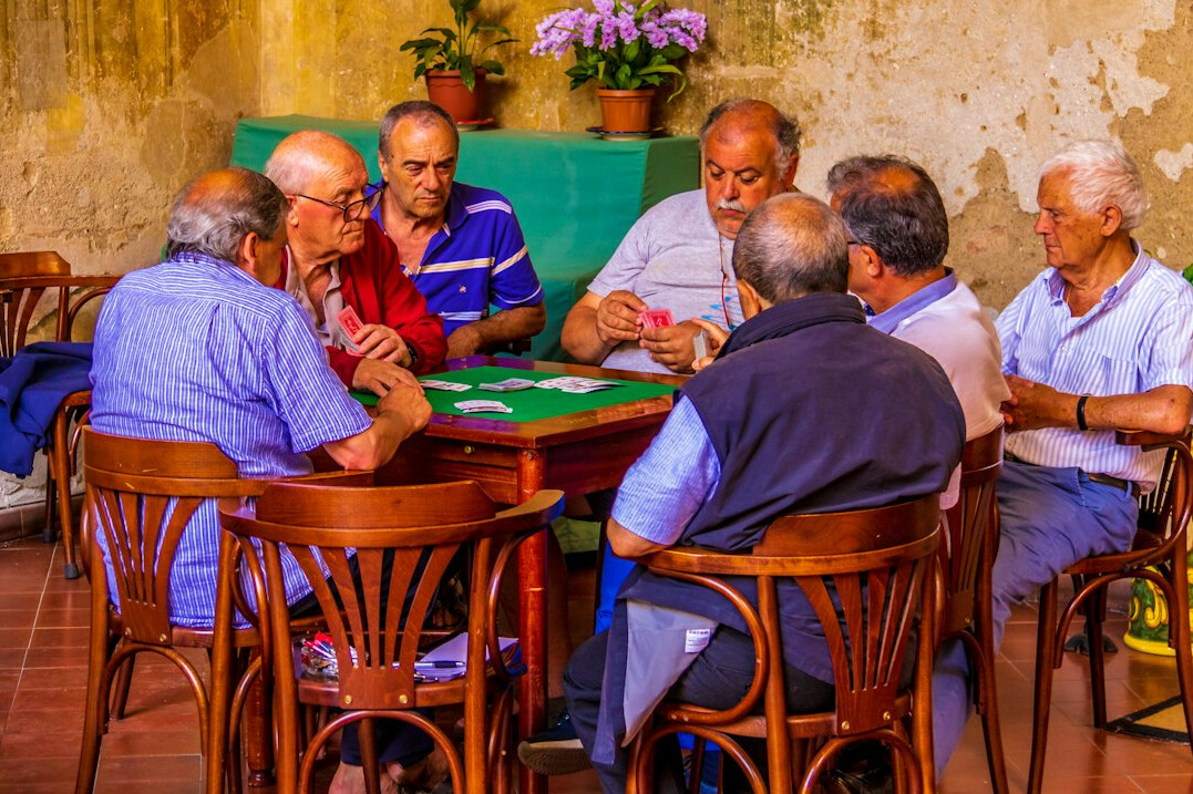seniors playing cards