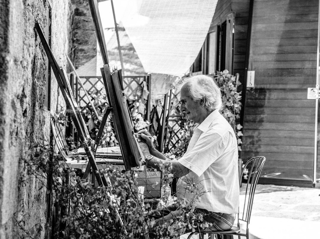elderly people painting